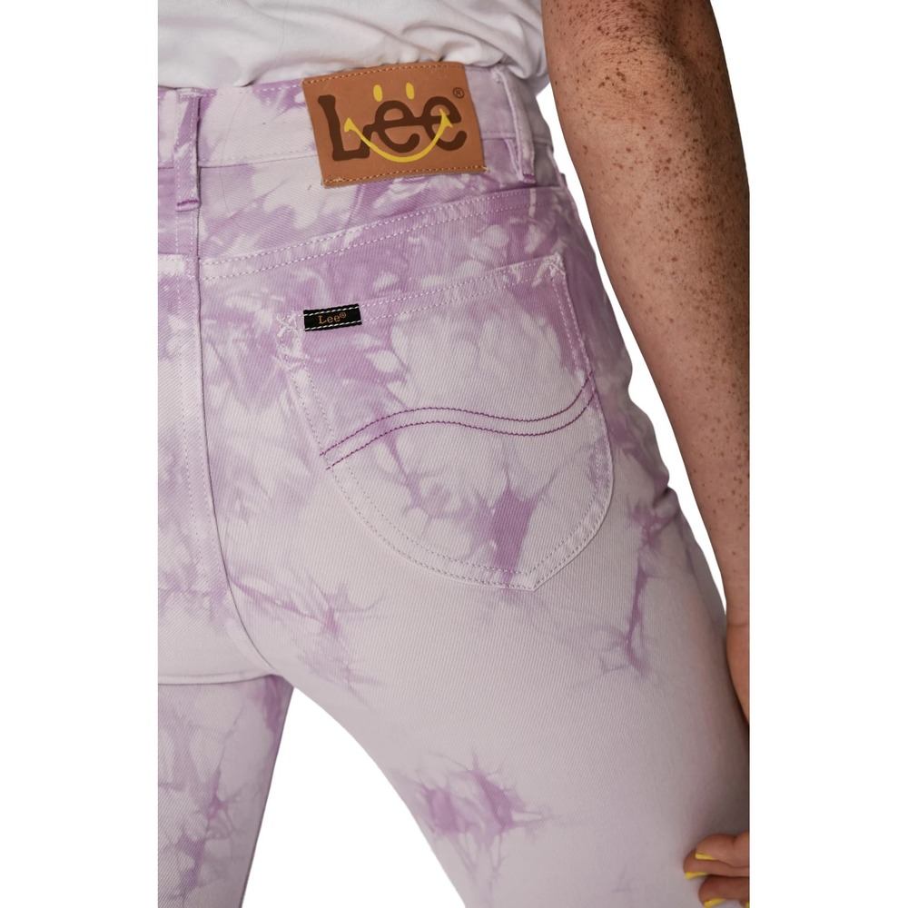 Lee Purple Tie Dye High Waist‎ Crop Boot Cut Jeans 26 x 28 Raw Edge at Ankle - Picture 9 of 17